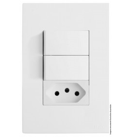 Conjunto Interruptor Duplo Simples + 1 Tomada 20a Separado 4x2 - RECTA BRANCO SATIN FOSCO